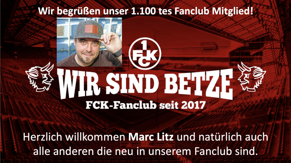 Der Fanclub begrüßt sein 1100. Mitglied