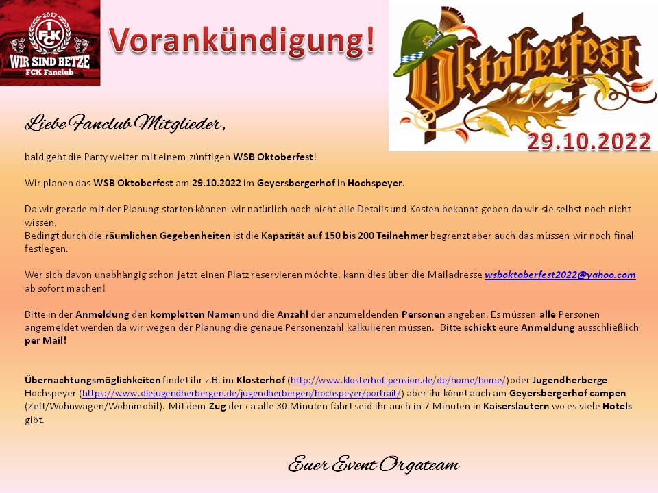 WSB Oktoberfest am 29.10.2022 im Geyersbergerhof in Hochspeyer
