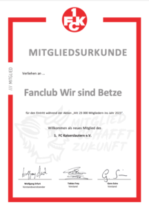 Mitgliedschafts-Urkunde